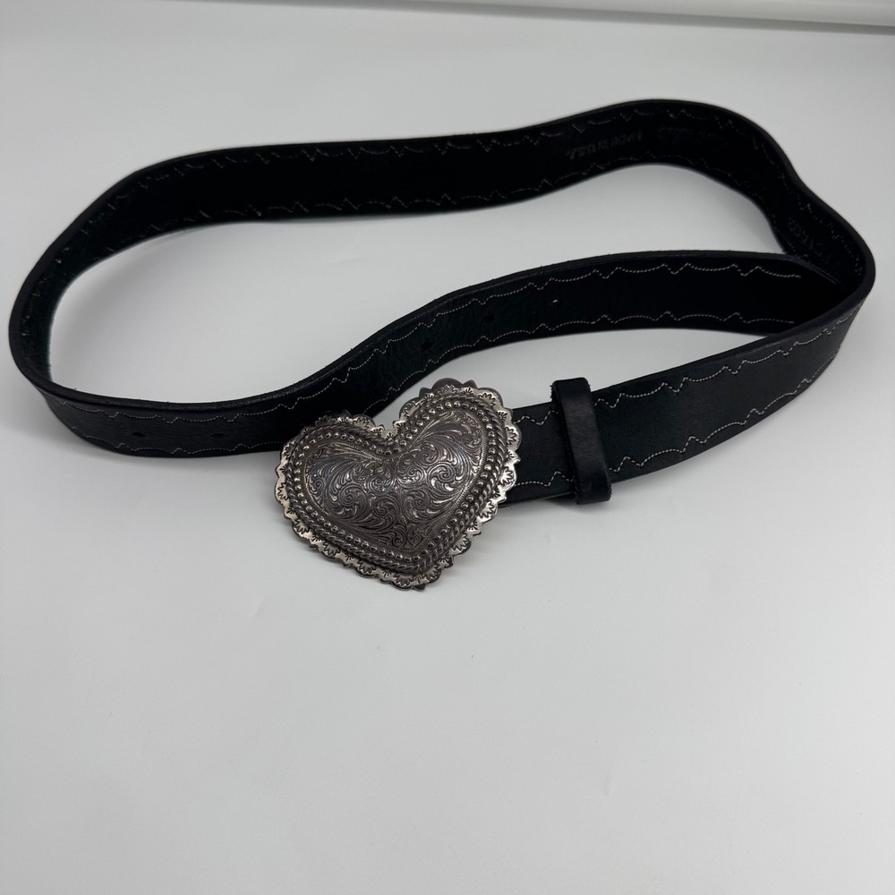 Vintage Cabela's Western Heart Leather Belt - Size 30